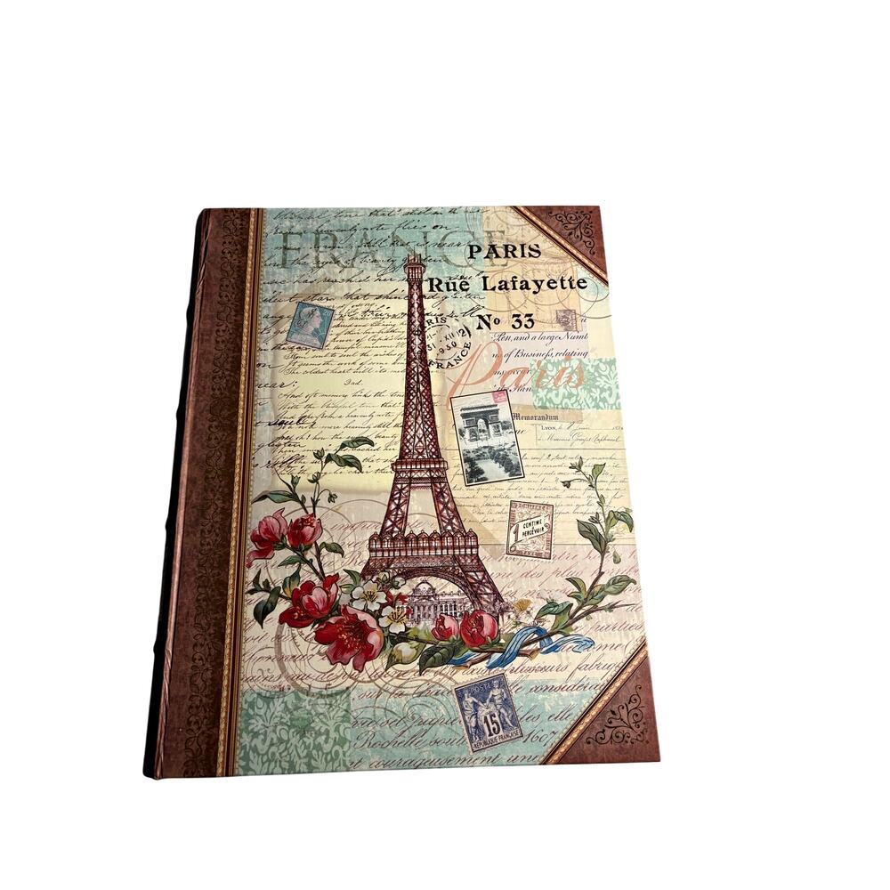 Punch Studio Paris Eiffel Tower Faux Book Box Hidden Storage Floral Large